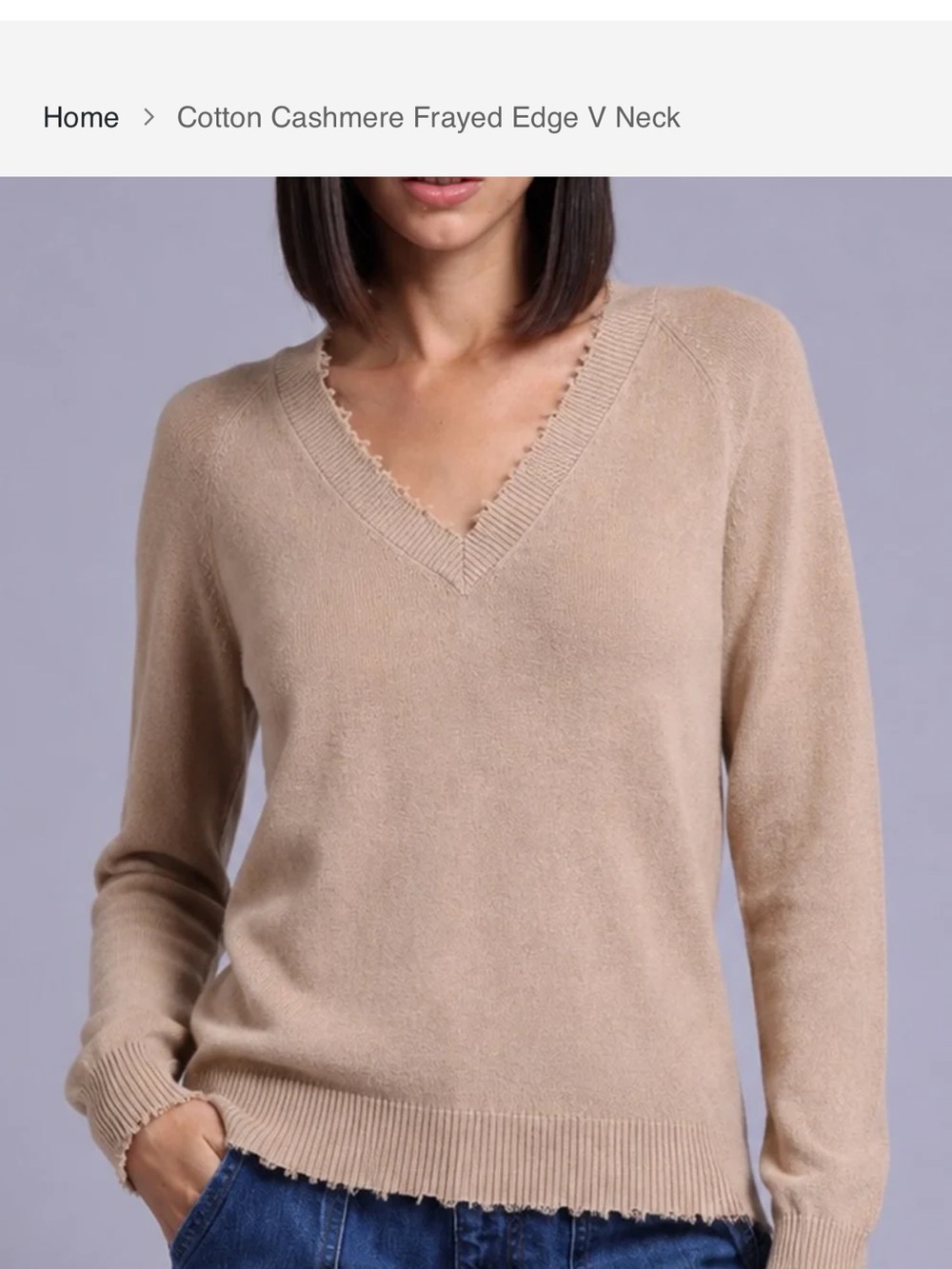 MInnie Rose Tan/Camel V-Neck Lightweight Sweater